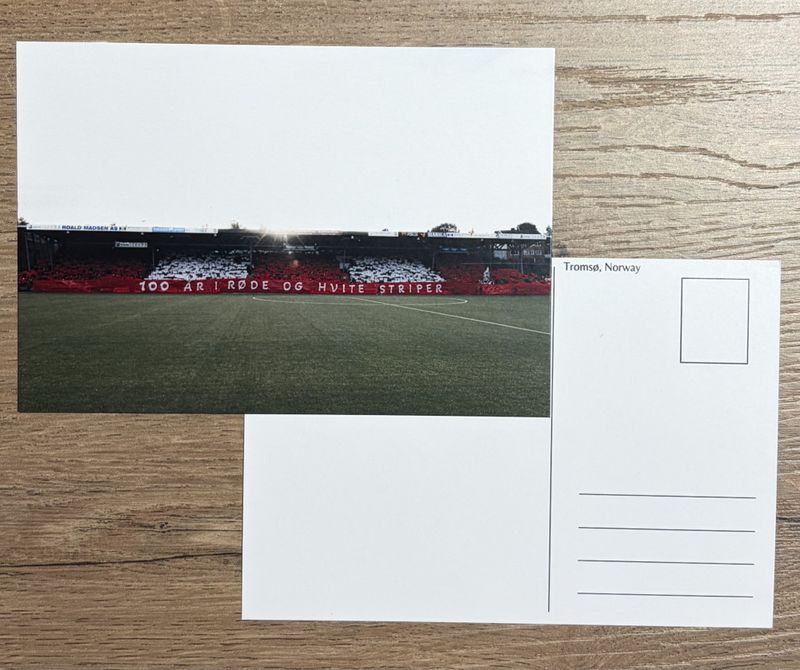 Postcard 100 years red and white stripes A6